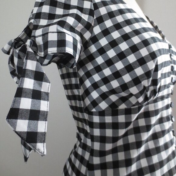 Unique Vintage Black & White Gingham Top - NWOT - Picture 5 of 8